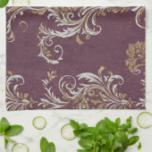  Bourgogne en gouden Damask Theedoek (Gevouwen)