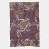  Bourgogne en gouden Damask Theedoek (Verticaal)