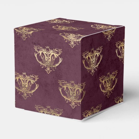Bourgogne en gouden  draak bedankdoosjes (Achterkant)