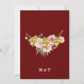 Bourgogne en gouden Eucalyptus Wreath Wedding Kaart (Achterkant)