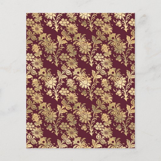 Bourgogne en gouden finale uitnodiging tot huweli Flyer (Achterkant)