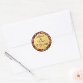 Bourgogne en gouden folie bloemen ronde sticker (Envelop)