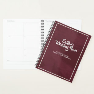 Bourgogne en Gouden Glitter Pocket Bruiloft planne Planner