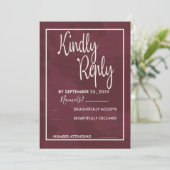 Bourgogne en Gouden Glitter Pocket RSVP Kaart (Staand voorkant)