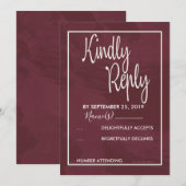 Bourgogne en Gouden Glitter Pocket RSVP Kaart (Voorkant / Achterkant)