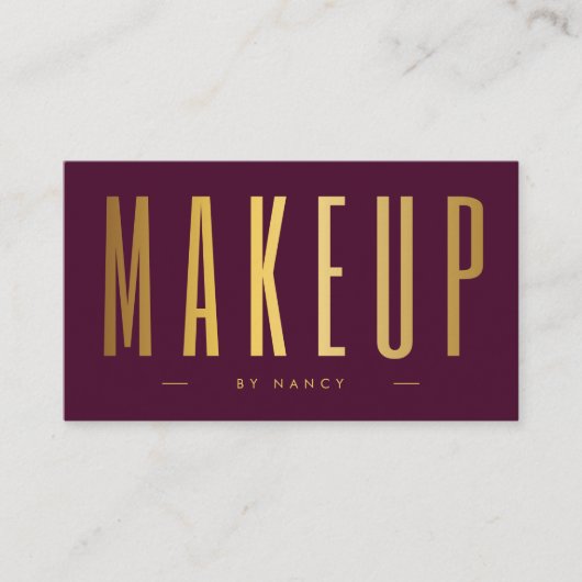 Bourgogne en gouden make-up artiest QR Code & Logo Visitekaartje (Voorkant)