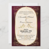 Bourgogne en gouden middeleeuwse bruiloft kaart (Voorkant)