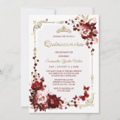 Bourgogne en gouden Quinceanera Sjablonen Kaart (Voorkant)