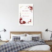 Bourgogne en gouden Quinceañera Welkom Printable Canvas Afdruk (Insitu (Slaapkamer))
