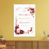 Bourgogne en gouden Quinceañera Welkom Printable Canvas Afdruk (Insitu (Woonkamer))