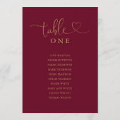 Bourgogne en gouden tafelnummer zitkaart (Achterkant)