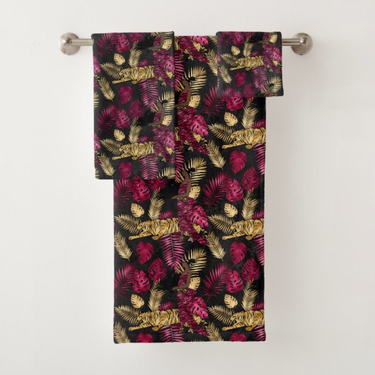 Bourgogne en gouden tijger tegelpatroon bad handdoek (Insitu)