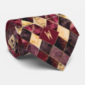 Bourgogne en gouden Waterverf Diamond Monogram Stropdas (Opgerold)