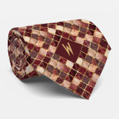 Bourgogne en gouden Waterverf geometrisch monogram Stropdas (Opgerold)