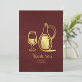 Bourgogne en gouden wijnproeverij bedankkaart (Staand voorkant)