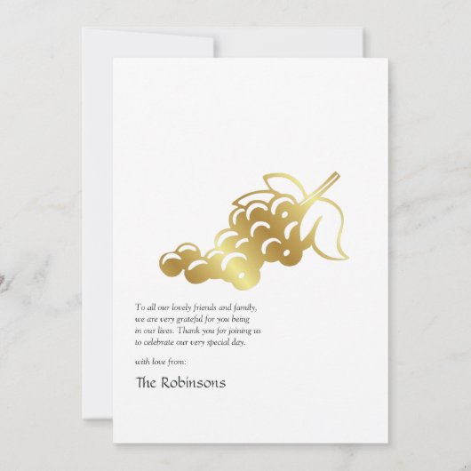 Bourgogne en gouden wijnproeverij bedankkaart (Achterkant)