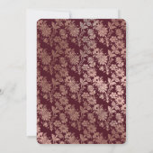 Bourgogne en goudflora Rozen bruiloft Kaart (Achterkant)