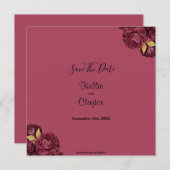 Bourgogne en goudflora sparen de datum save the date (Voorkant / Achterkant)