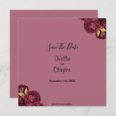 Bourgogne en goudflora sparen de datum save the date (Voorkant / Achterkant)