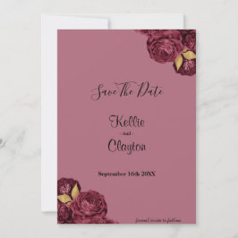 Bourgogne en goudflora sparen de datum save the date