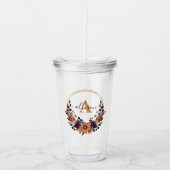 Bourgogne en goudfloreel lijst gepersonaliseerd acryl drinkbeker (Voorkant)