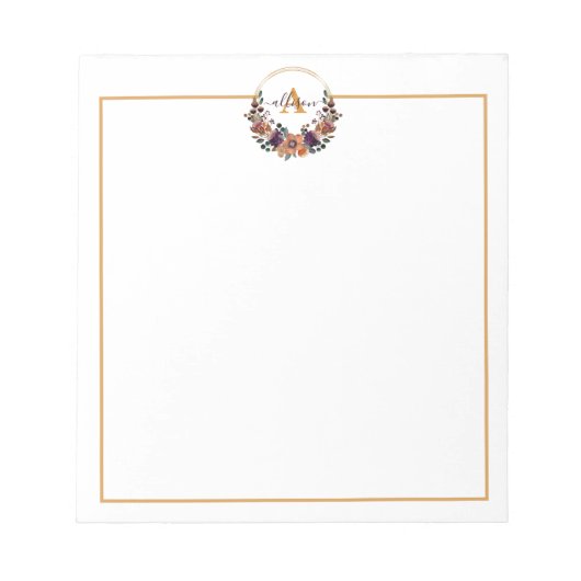 Bourgogne en goudfloreel lijst gepersonaliseerd notitieblok (Voorkant)