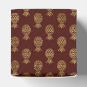 Bourgogne en goudfolie ananaspatroon bedankdoosjes (Bovenkant)