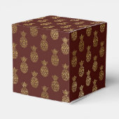 Bourgogne en goudfolie ananaspatroon bedankdoosjes (Achterkant)