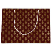 Bourgogne en goudfolie ananaspatroon groot cadeauzakje (Voorkant)