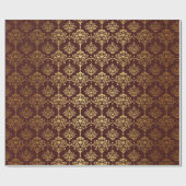 Bourgogne en goudfolie Damaskerst Cadeaupapier (Vlak)