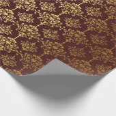 Bourgogne en goudfolie Damaskerst Cadeaupapier (Hoek)