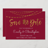 Bourgogne en goudfolie slaan de datum op save the date (Voorkant / Achterkant)