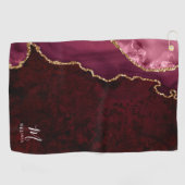 Bourgogne en goudgeagate monogrammen golfhanddoek (Horizontaal)
