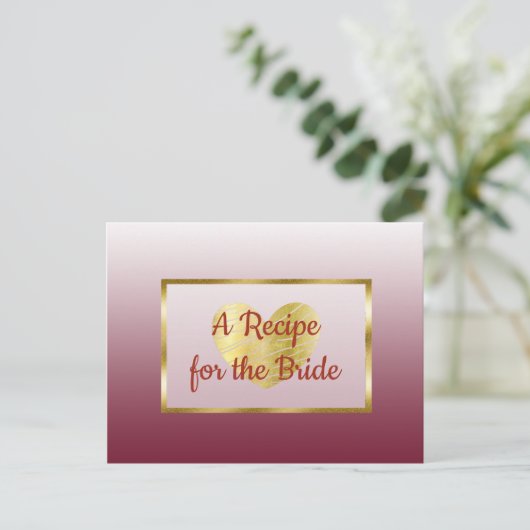 Bourgogne en goudgradiënt bruiloft Recipe Kaart (Staand voorkant)