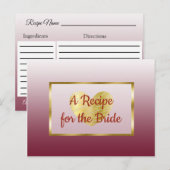 Bourgogne en goudgradiënt bruiloft Recipe Kaart (Voorkant / Achterkant)