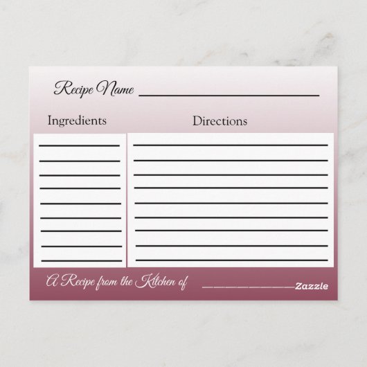Bourgogne en goudgradiënt bruiloft Recipe Kaart (Achterkant)