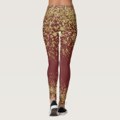Bourgogne en goudhoudende Leggings (Achterkant)