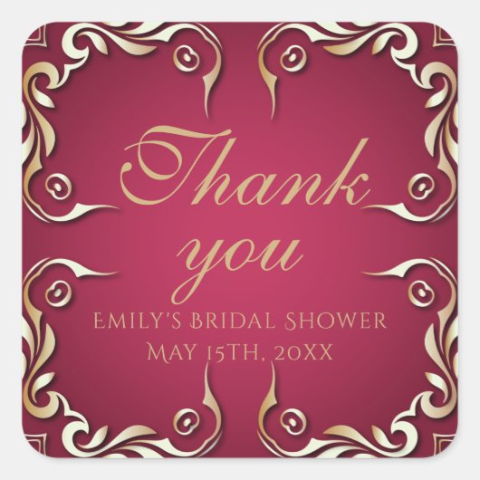 Bourgogne en goudlegant  Vrijgezellenfeest Vierkante Sticker (Voorkant)