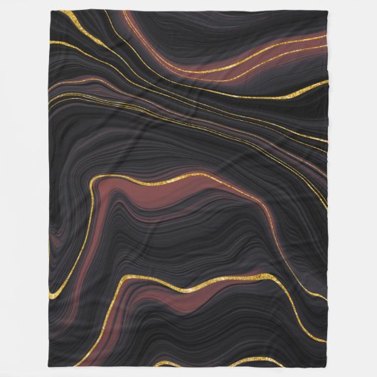 Bourgogne en goudmarmer fleece deken (Voorkant)