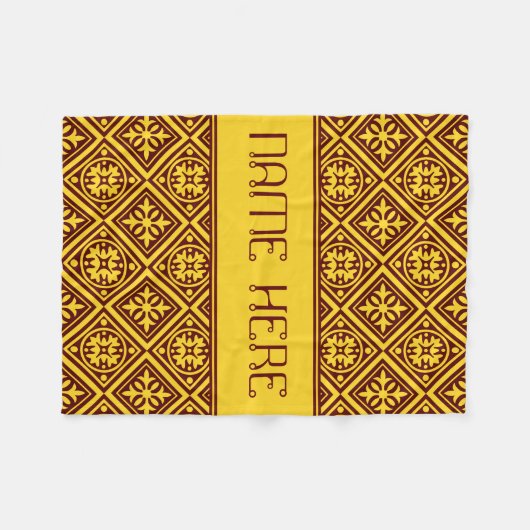 Bourgogne en goudmatige goudmaandop fleece deken (Voorkant (Horizontaal))