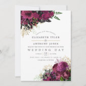  Bourgogne en goudshabby Floral Wedding Kaart (Voorkant)