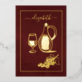 Bourgogne en goudwijn - Vrijgezellenfeest Folie Uitnodiging (Voorkant)