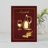 Bourgogne en goudwijn - Vrijgezellenfeest Folie Uitnodiging (Staand Voorkant)