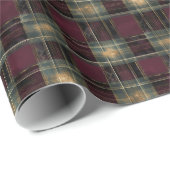 Bourgogne en Green Plaid – Rustiek vakantiegeschen Cadeaupapier (Rol Hoek)