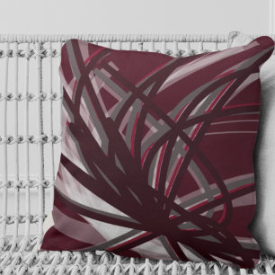 Bourgogne en grijs artistiek Abstract lintontwerp Kussen