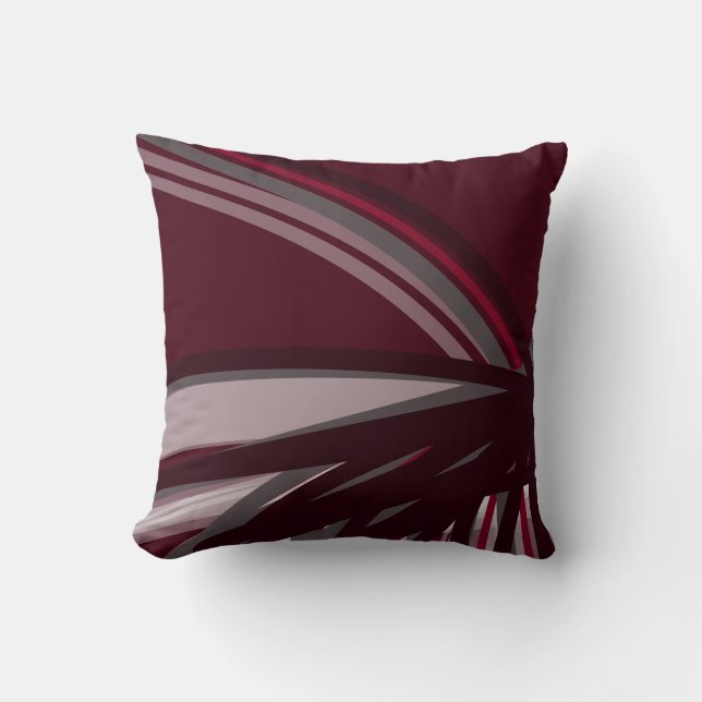Bourgogne en grijs modern organisch lineair ontwer kussen (Voorkant)