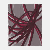 Bourgogne en grijze Abstracte ribbons Fleece Deken (Voorkant)