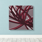 Bourgogne en grijze Abstracte ribbons | Schaduwen  Canvas Afdruk (Insitu (Houten vloer))