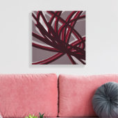 Bourgogne en grijze Abstracte ribbons | Schaduwen  Canvas Afdruk (Insitu (Woonkamer))