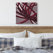 Bourgogne en grijze Abstracte ribbons | Schaduwen  Canvas Afdruk (Insitu (Slaapkamer))
